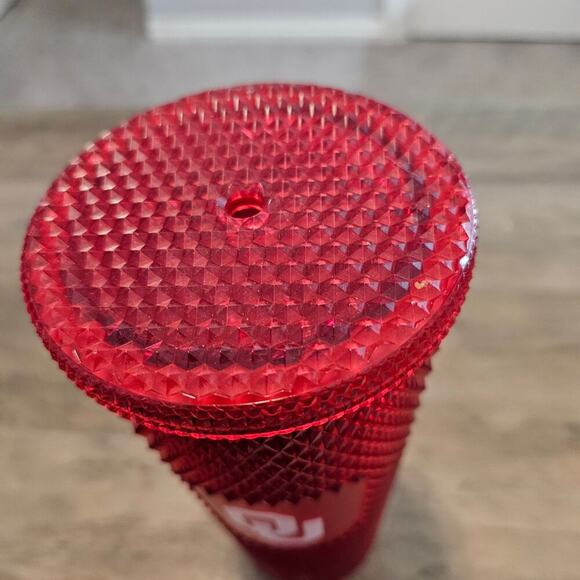 Oklahoma University Sooners Studded Tumbler Starbucks Plastic No Straw Red OU - Picture 4 of 12